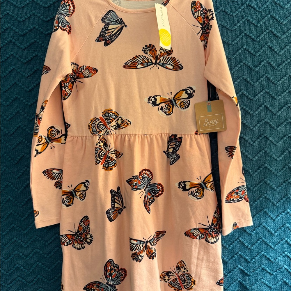 Bixby Nomad (Stitch Fix) Kids SZ 8-10 Butterfly Long Sleeve Dress NWT